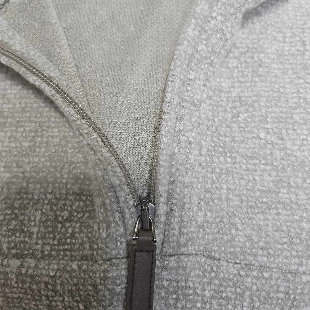 Gray Zip Up Sweater with Standing Collar